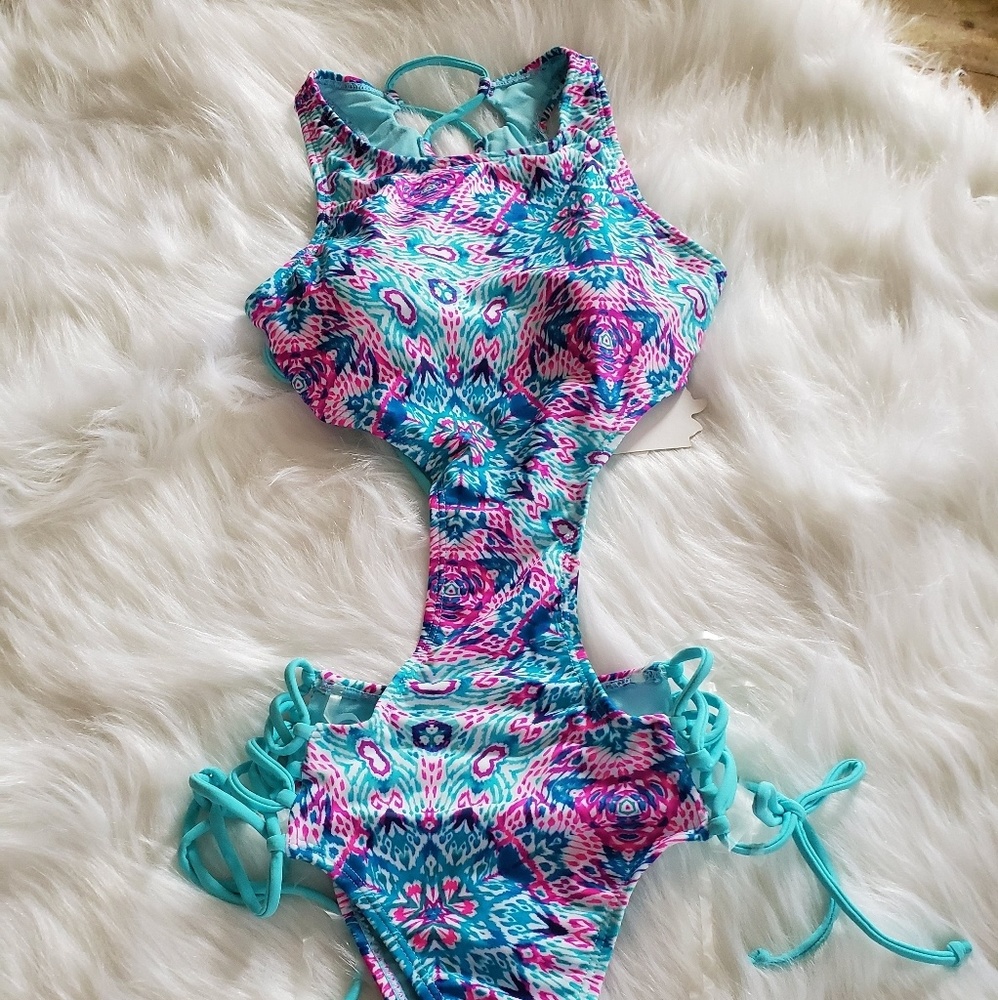 YMI multiprint one piece swimsuit size S